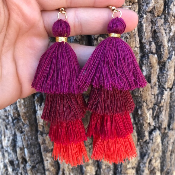 Silk Filigree Ombré Tassel Earrings! - Picture 4 of 6
